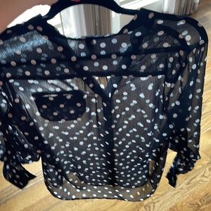 Kut From the Kloth - Sheer Black & White Polka Dot Blouse - Small